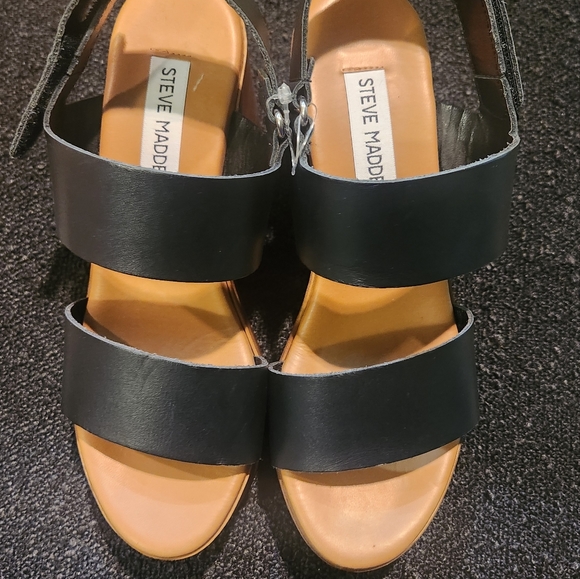 Steve Madden Marena Slingback Platform (Size 37/US 7) Black and wood - Picture 5 of 6